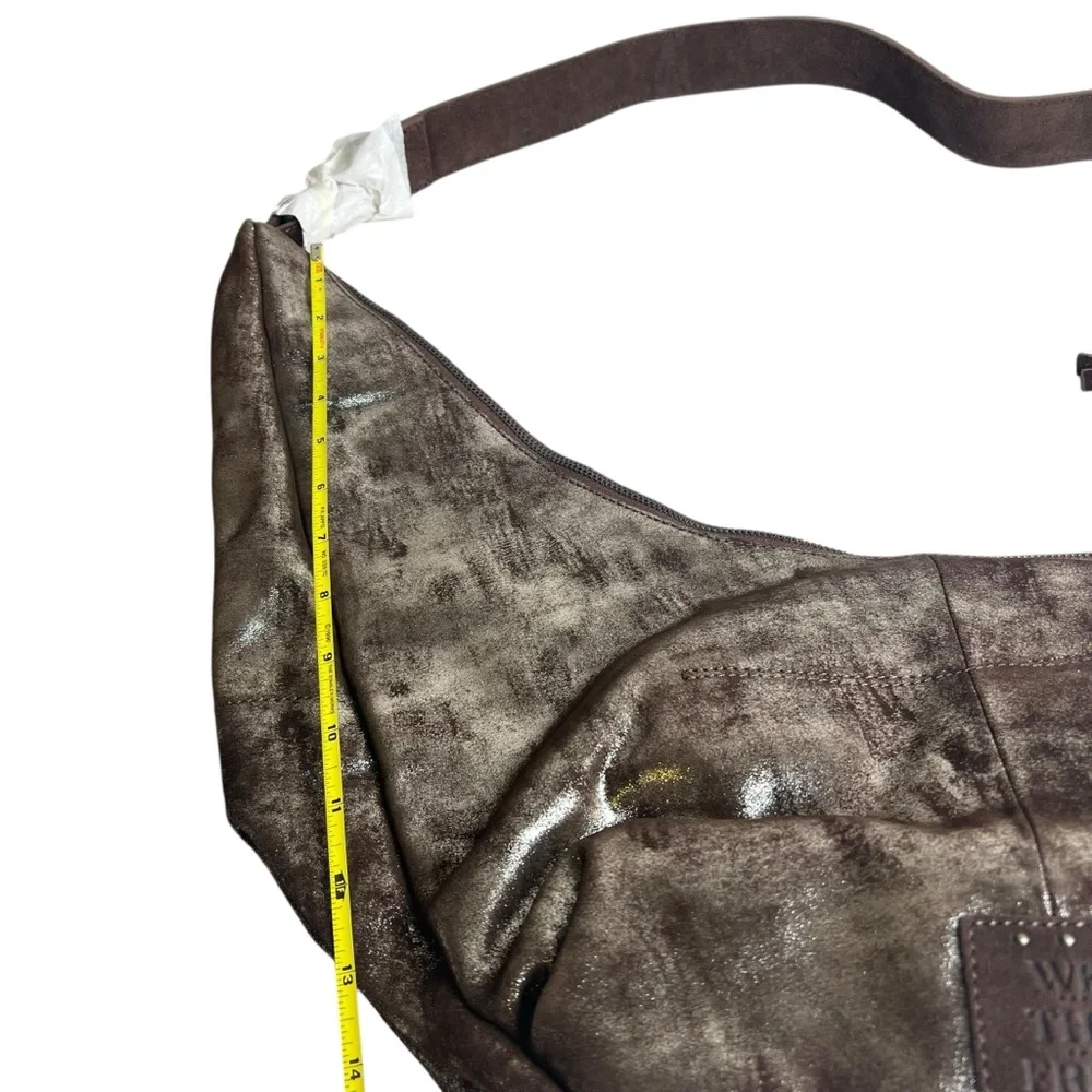 Free People NEW We the Free Sparta Chocolate Brown Metallic Hobo Bag Purse